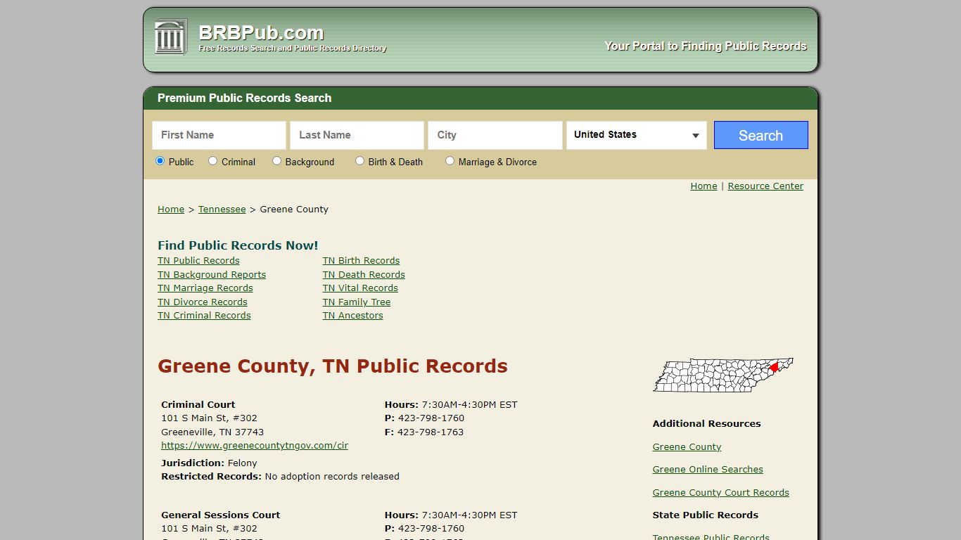 Greene County Public Records | Search Tennessee Government Databases