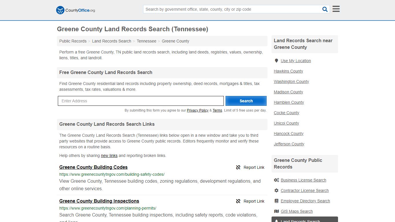 Greene County Land Records Search (Tennessee) - County Office
